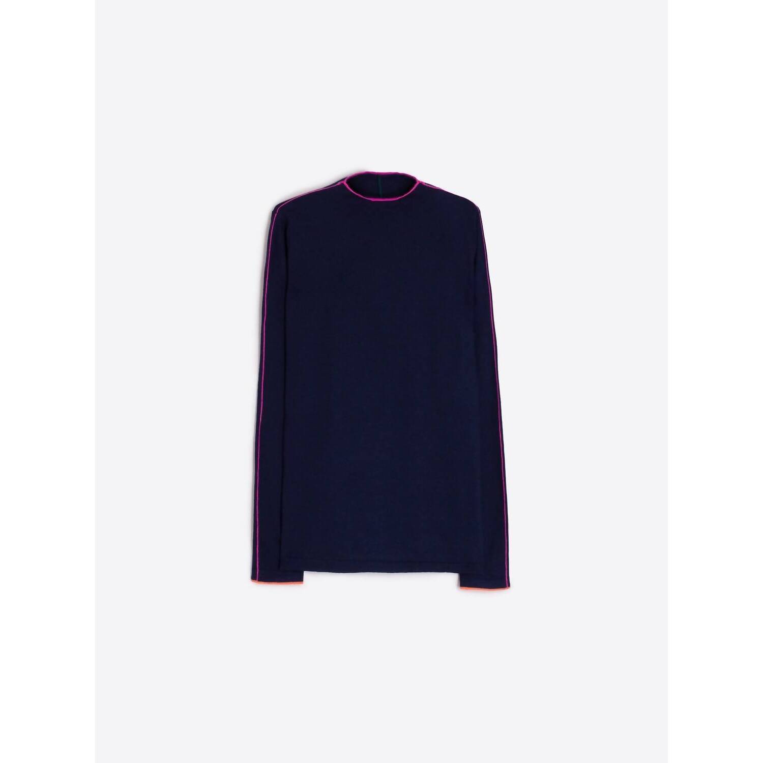 New Vilagallo Women's Sweater With Piping Trim In Navy